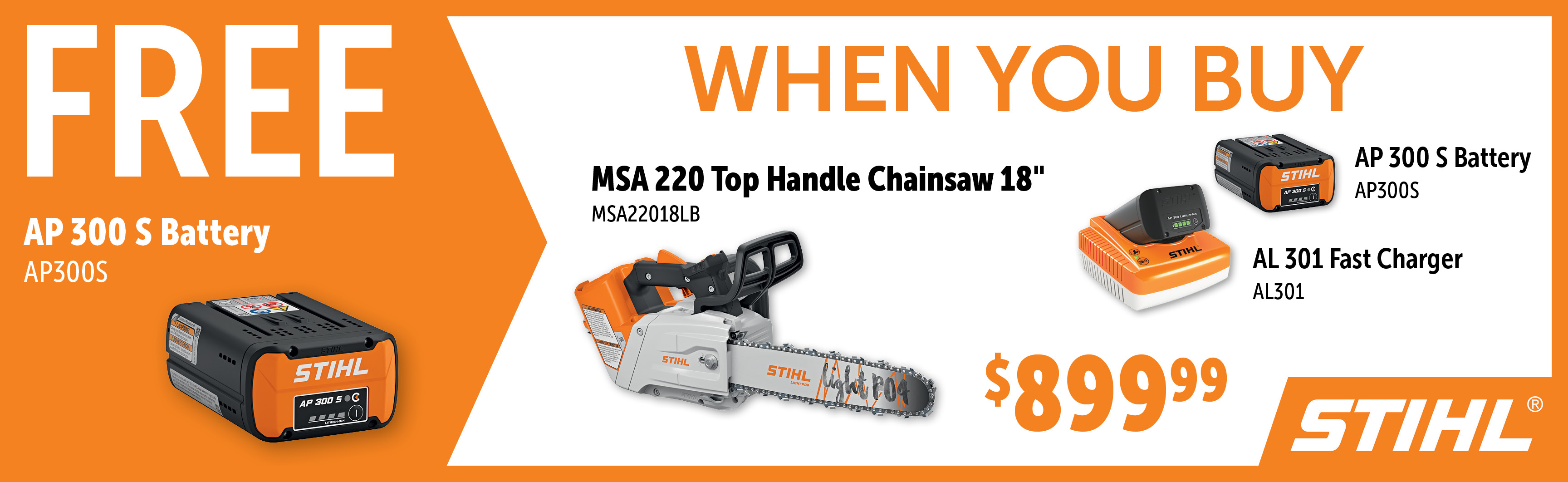 STIHL Sep-Dec: Buy a MSA22018LB Set and Get a Free AP300S Battery