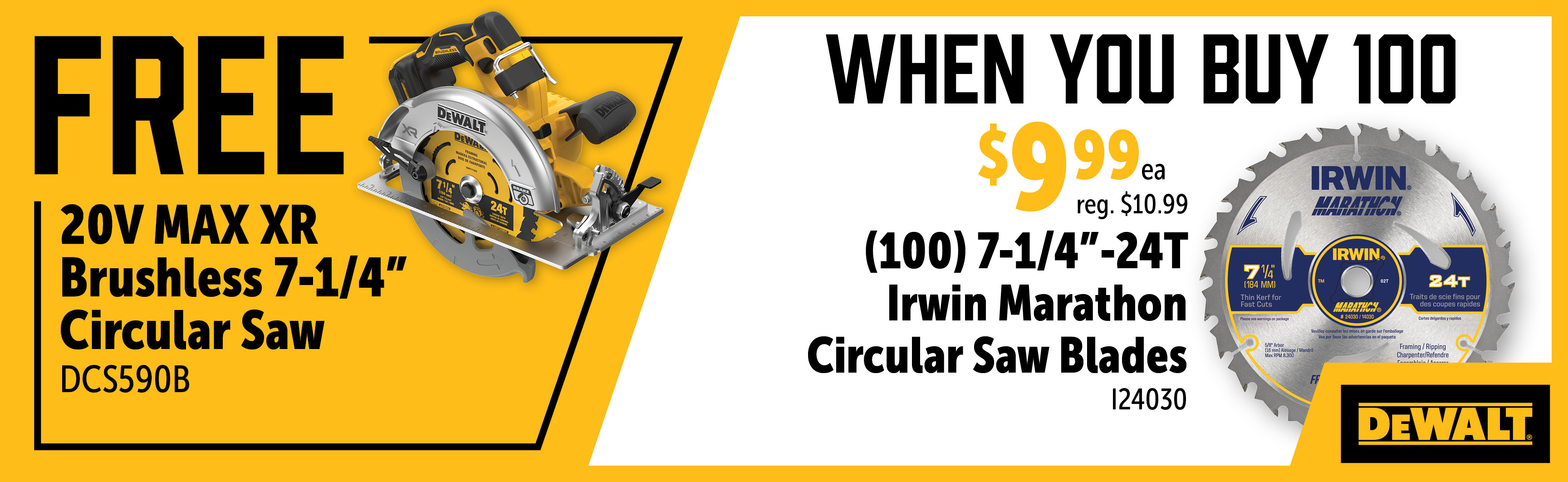 Dewalt Jan-Mar: Buy 100 I24030 and Get a Free DCS590B