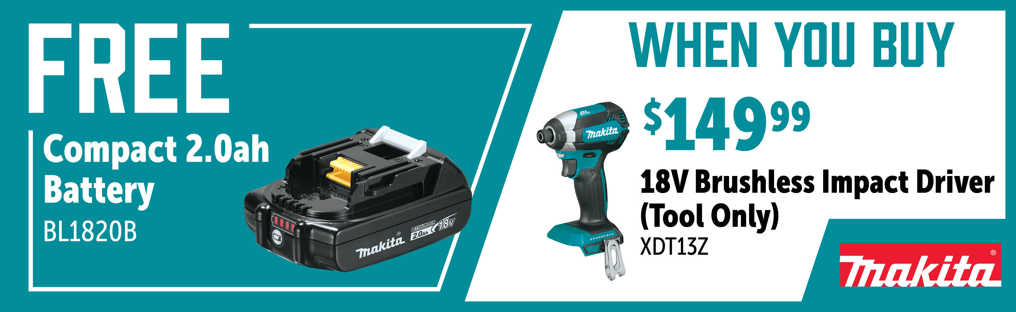 Makita Aug-Oct: Buy an XDT13Z and Get a Free BL1820B