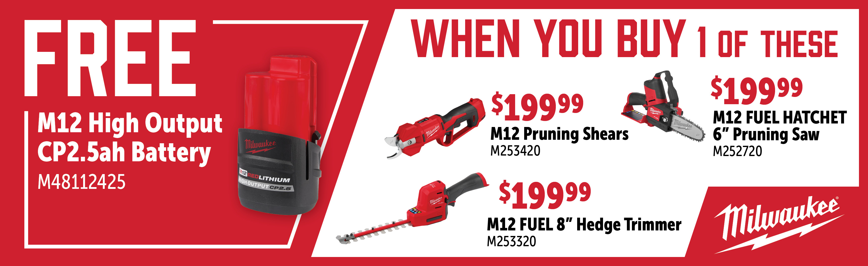 Milwaukee Mar-Jul: Buy an M252720 or M253420 and Get a FREE M48112425