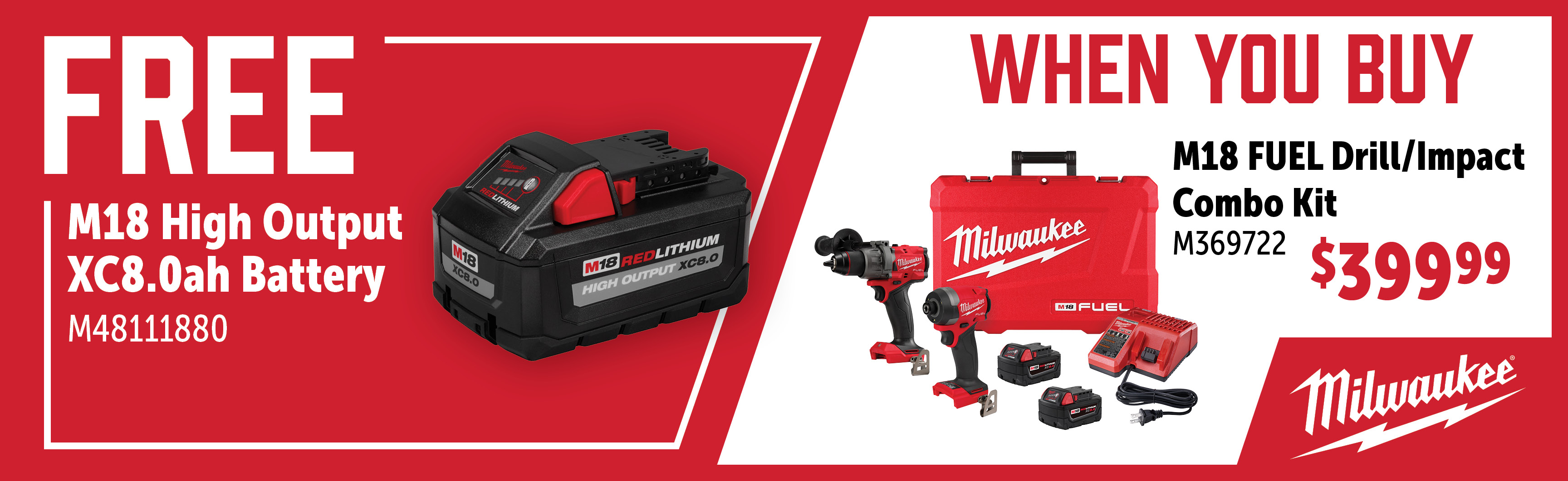 Milwaukee Feb-Apr: Buy an M369722 and Get a FREE M48111880
