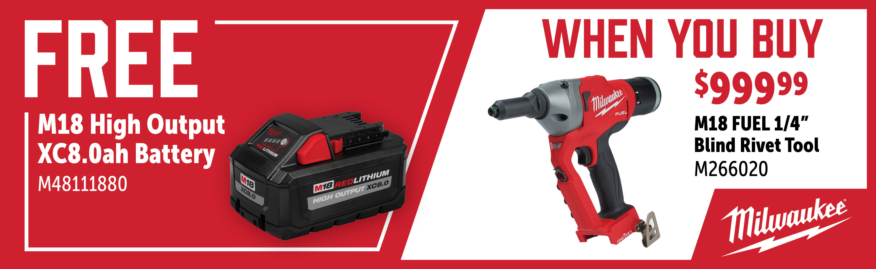 Milwaukee Feb-Apr: Buy an M266020 and Get a FREE M48111880
