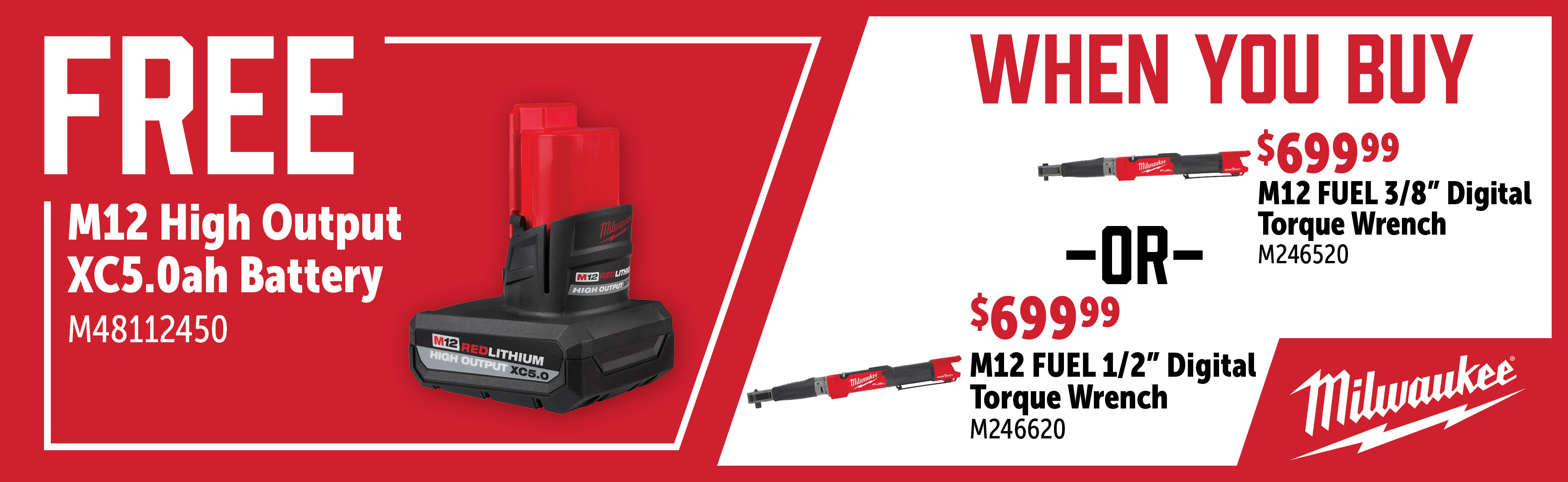 Milwaukee Feb-Apr: Buy an M246520 or M246620 and Get a FREE M48112450