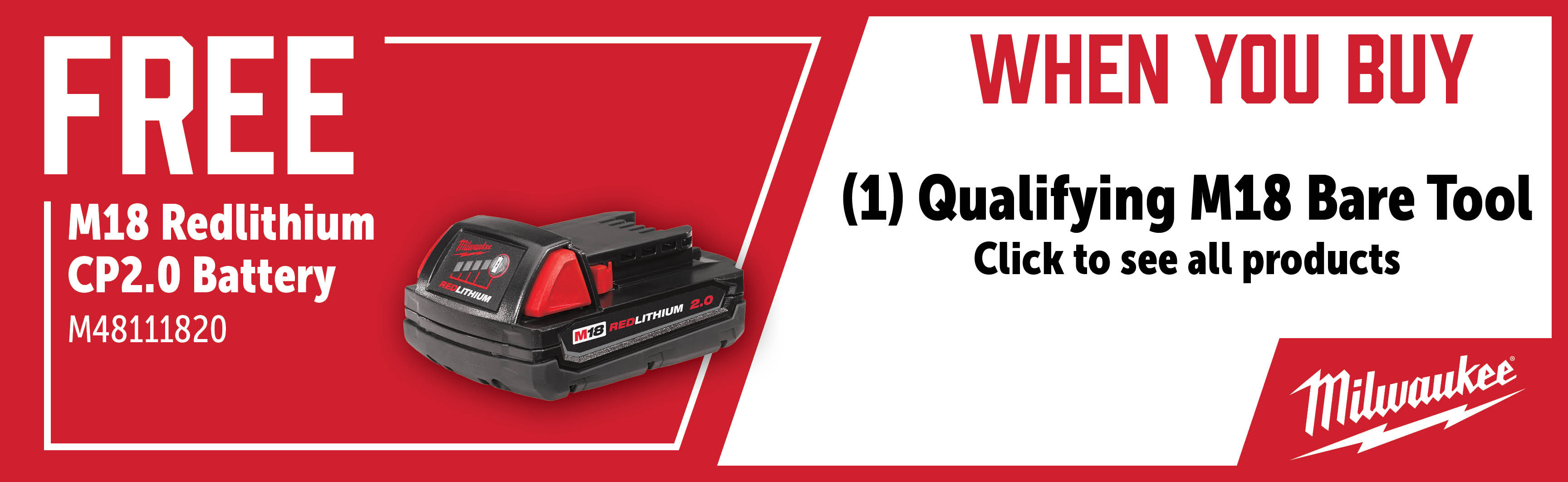 Milwaukee Aug-Oct: Buy a Qualifying M18 Bare Tool and Get a Free M48111820