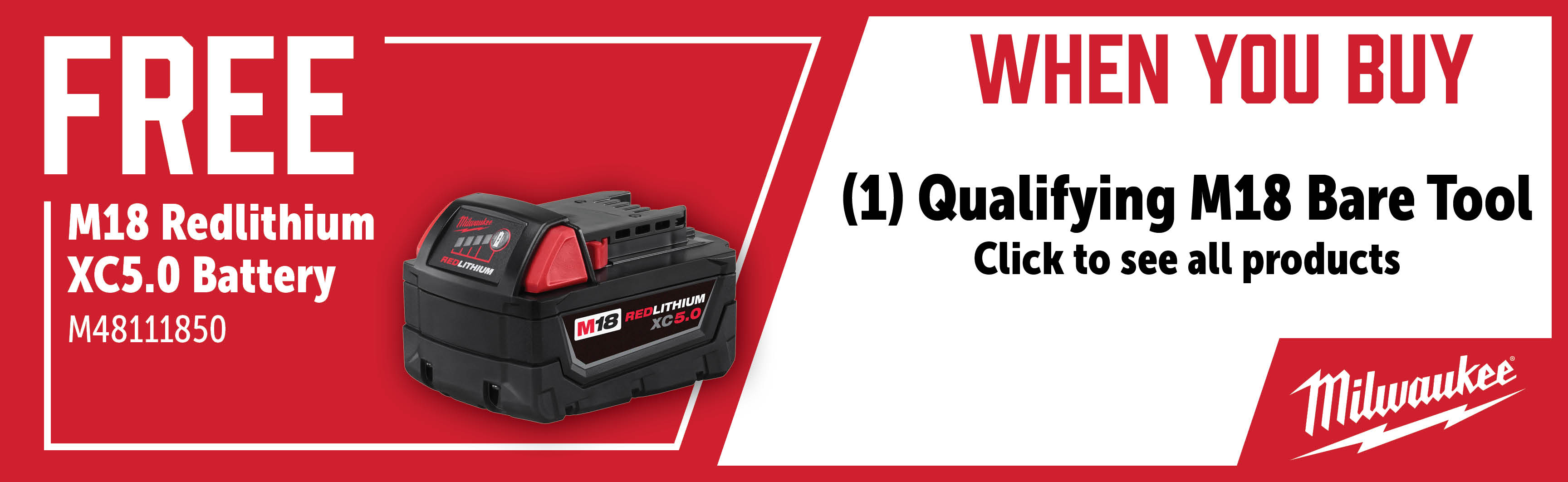 Milwaukee Aug-Oct: Buy a Qualifying M18 Bare Tool and Get a Free M48111850