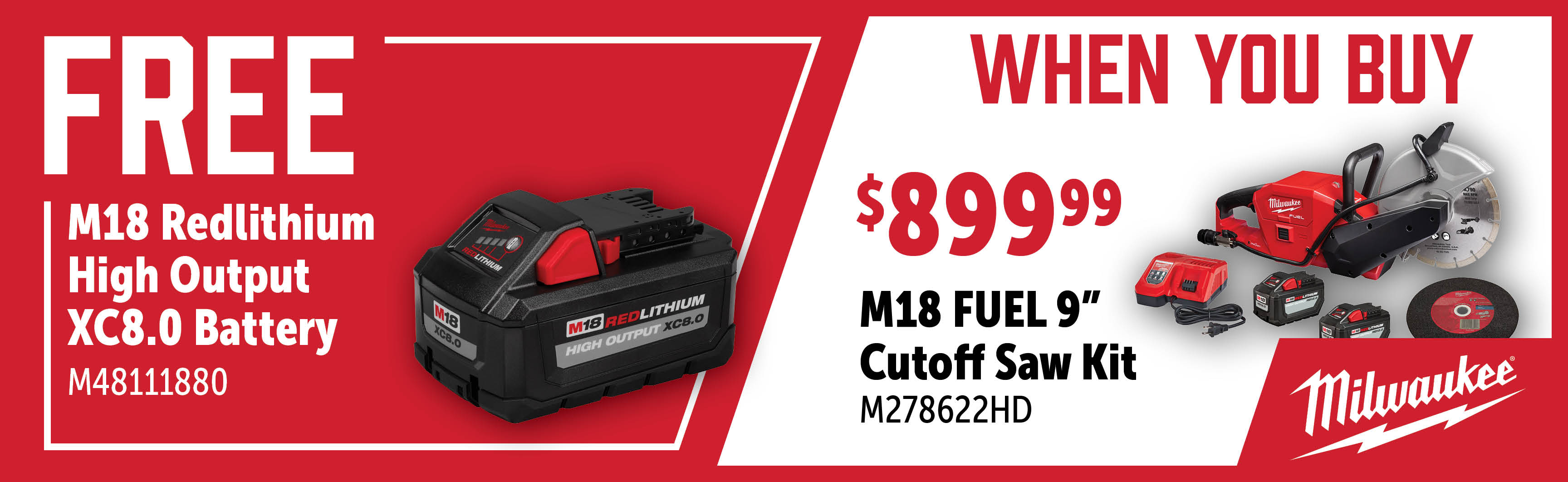 Milwaukee Aug-Oct: Buy a M278622HD and Get a Free M48111880