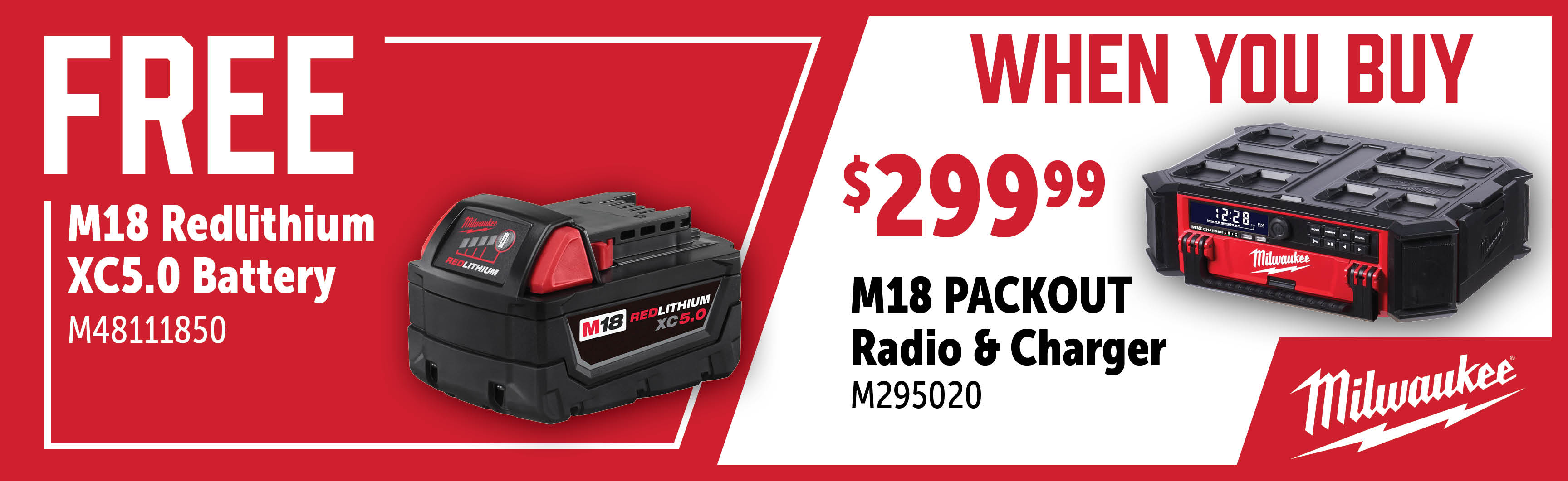 Milwaukee Aug-Oct: Buy a M295020 and Get a Free M48111850