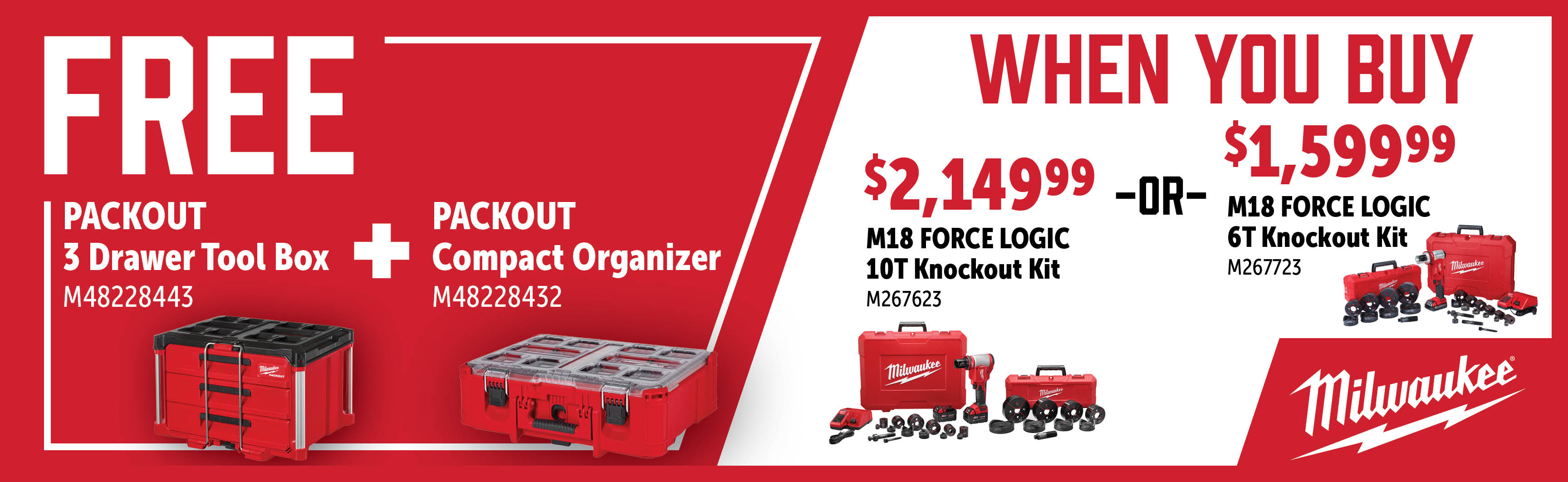Milwaukee Aug-Oct: Buy a M267723 or M267623 and Get a Free M48228443 + M48228435