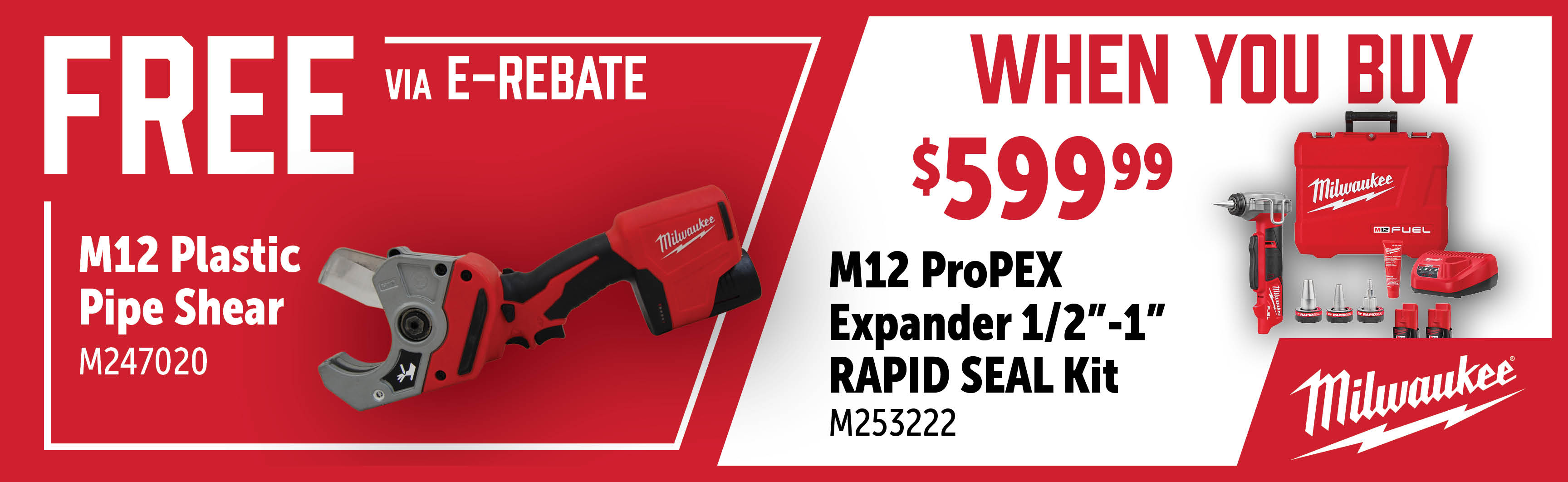 Milwaukee Aug-Oct: Buy a M253222 and Get a Free M247020 via ERebate