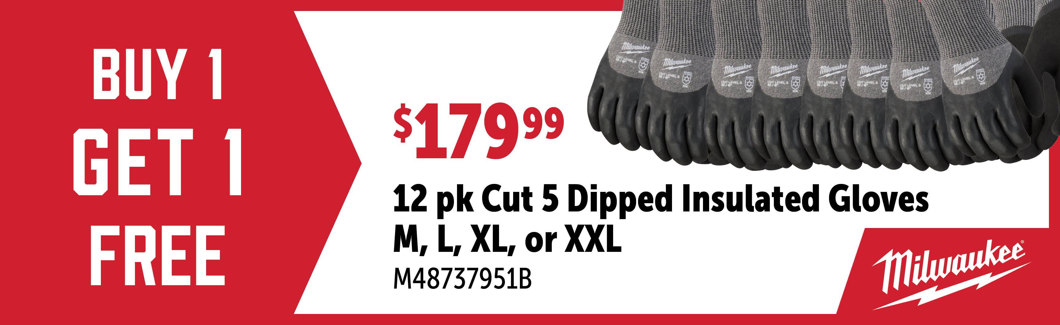 Milwaukee Aug-Oct: Buy 1 Get 1 FREE on Qualifying Cut 5 Winter Gloves