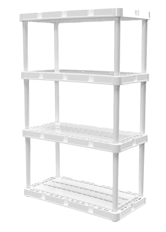 White Plastic Shelving 4 Tier 48" H x 24" W x 12" D