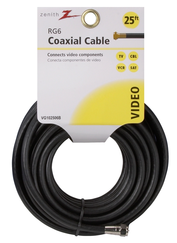 Zenith VG102506B Coaxial Cable, 25 ft L Zenith VG102506B Coaxial Cable, 25 ft L