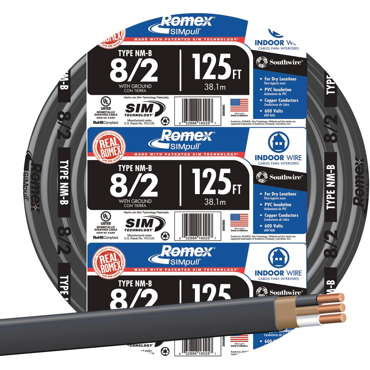 Romex 125 ft 8/2 NM-B Electrical Wire