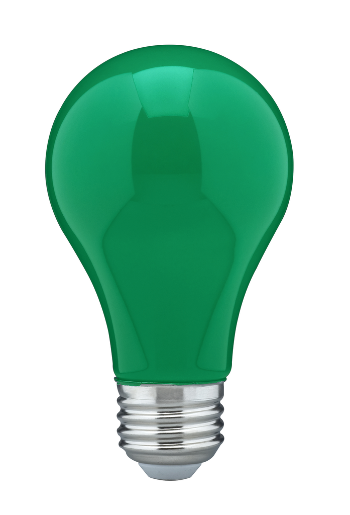 Satco 8 Watt A19 LED - Ceramic Green - Medium base - 360 deg. Beam