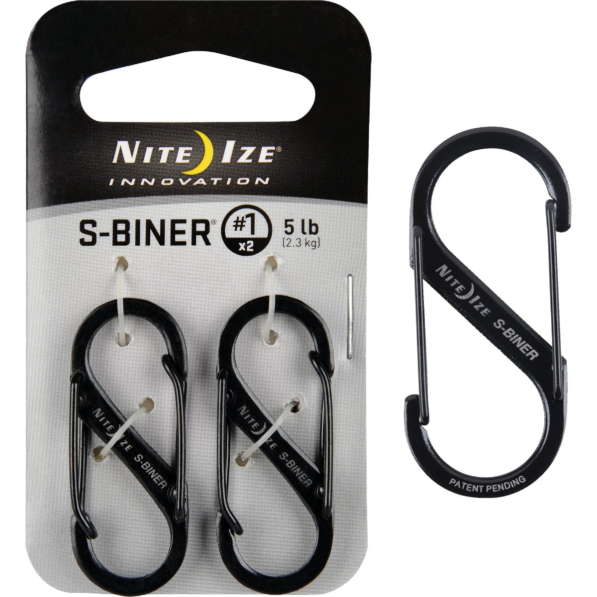 Nite IZE SB1-2PK-11 S-Biner Dual Carabiner Stainless Steel, Size #1,  Stainless, 2-Pack