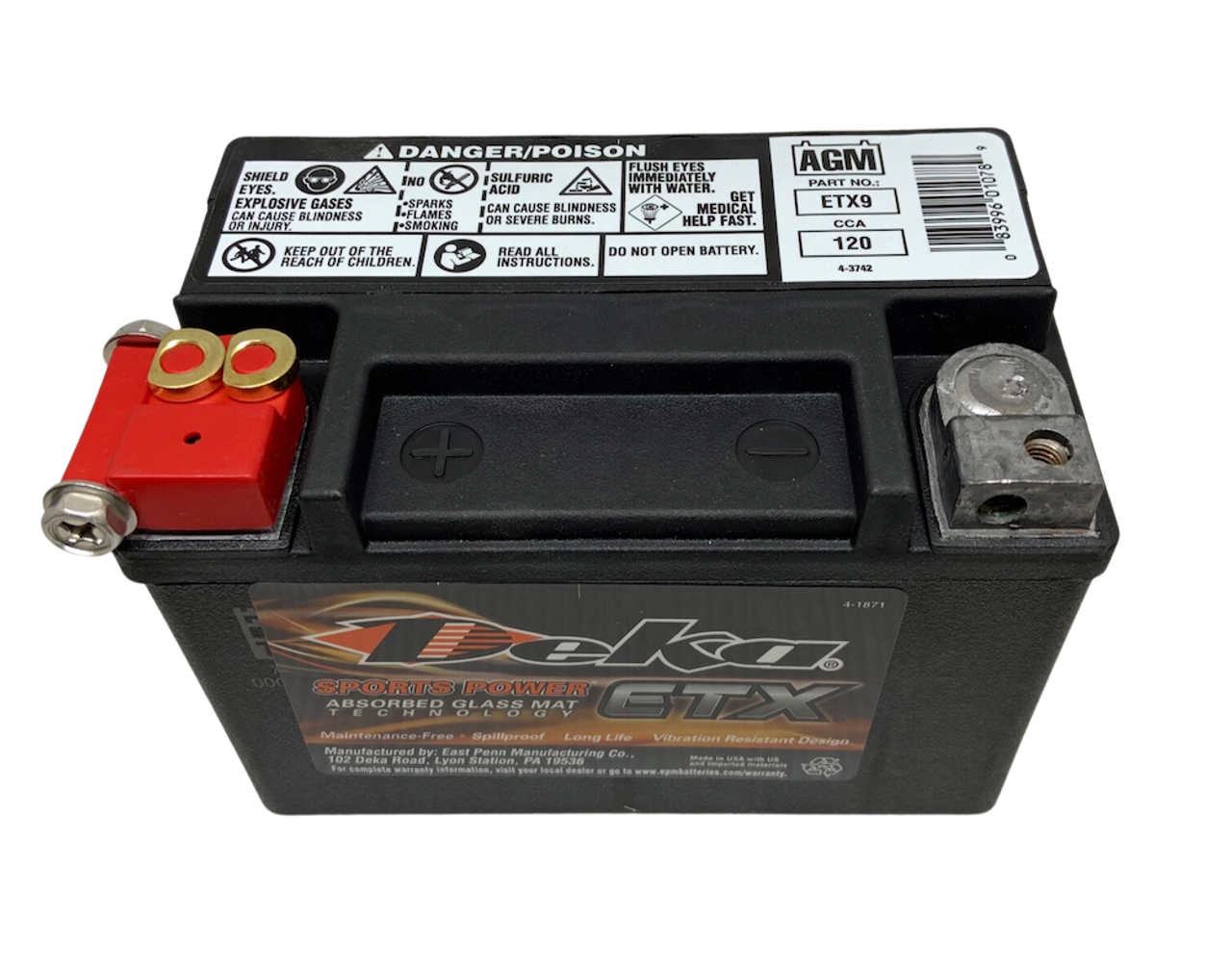 Deka Extreme 12V Powersports 120 CCA Battery 8Ah