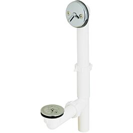 Keeney White Plastic Trip Lever Bath Drain with Polished Chrome
