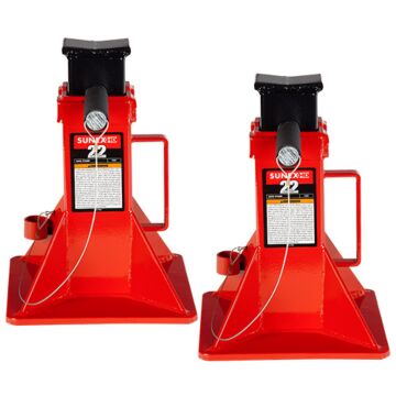 Sunex Tools 1522 22 ton 2.3 in x 3.5 in Diameter Saddle, 7.9 in Travel, 10 x 10 in Base Mounting Area Pin Type Jack Stand