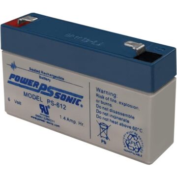 Power Sonic PS-612 6 V 1.12 Ah at 10 hr, 1.2 Ah at 20 hr ABS Plastic Rechargeable Sealed Lead Acid Battery