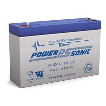 Power Sonic PS-670 6 V 6.3 Ah at 10 hr, 7 Ah at 20 hr ABS Plastic Rechargeable Sealed Lead Acid Battery