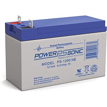 Power Sonic PS-1290NB 12 V 8.1 Ah at 10 hr, 9 Ah at 20 hr ABS Plastic Rechargeable Sealed Lead Acid Battery