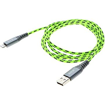 MobileSpec MBSHV0422 4 ft PVC Hi-Vis Green Lightning to USB-A Cable