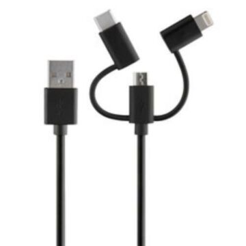ROVE RV06551 4 ft Black Charge & Sync 3-in-1 Charging Cable