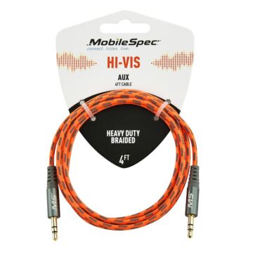 MobileSpec MBSHV0403 4 ft PVC Hi-Vis Orange Auxiliary Cable