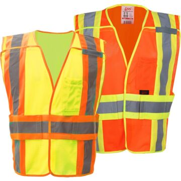 GSS SAFETY® 1803-2X-5X 2XL to 5XL 100% Polyester Hi-Vis Lime Expandable Breakaway Safety Vest