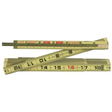 6' x 5/8" Wood Rule Red End® with 6" Slide Rule Extension