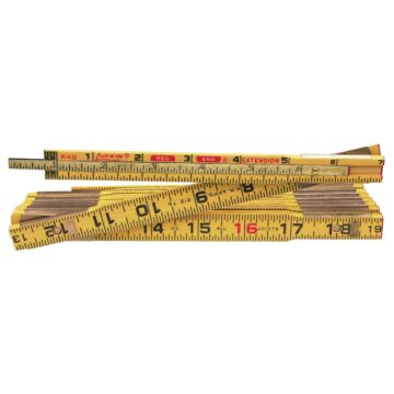 8' x 5/8" Wood Rule Red End® with 6" Slide Rule Extension