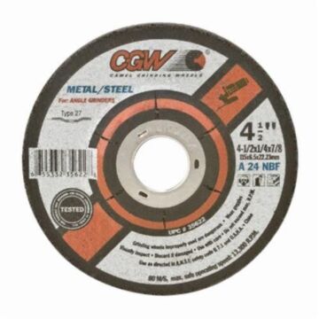CGW A24N Type 27 4-1/2 in 1/4 in Flat Depressed Center Grinding Wheel