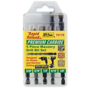 IVY Classic Rapid Reload® 5/32 in 3/8 in Block Brick Stone Concrete and Marble Premium Masonry Hammer Drill Bit Set