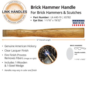 LINK HANDLES Seymour Midwest Turned American Hickory 12 in Brick Hammer Handle