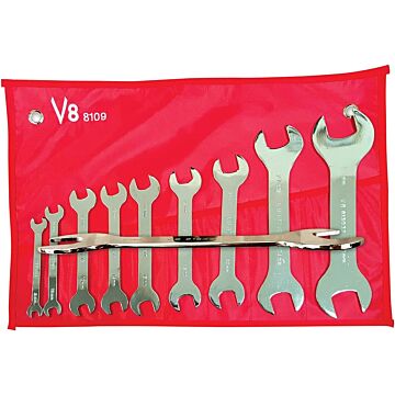 V8 Tools Metric 9 Alloy Steel Super Thin Wrench Set