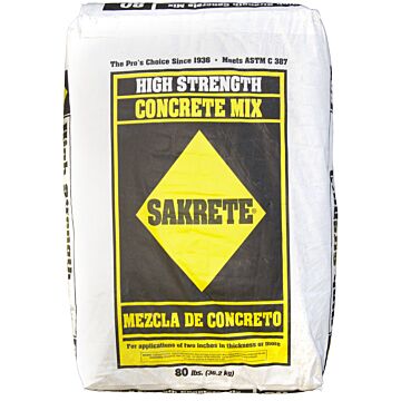 SAKRETE® 65200390 80 lb Bag Gray High Strength Concrete Mix
