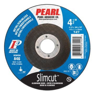 Slimcut™ Aluminum Oxide - 4-1/2 x .045 x 7/8 Slimcut40™ T-27 AO Thin Cut-Off Wheel, A46, 25/Box