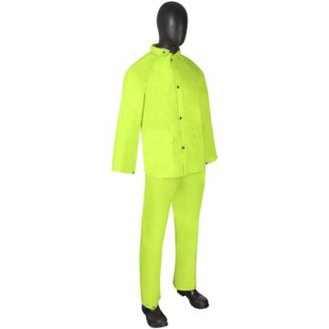 Liberty Safety L PVC/Polyester Hi-Vis Green Hooded Rainsuit
