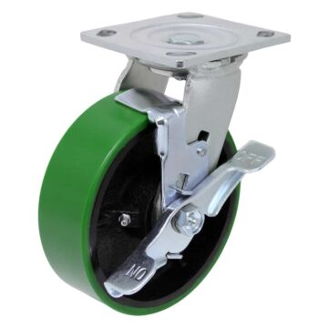 World Casters & Equipment Manufacturing 900 lb 6 in Polyurethane on Cast Iron Swivel Caster