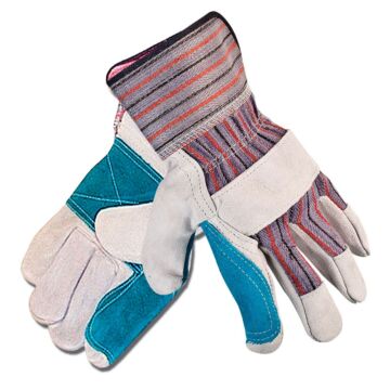 Liberty Safety XL Double Palm Leather Gray/Green Palm Gloves