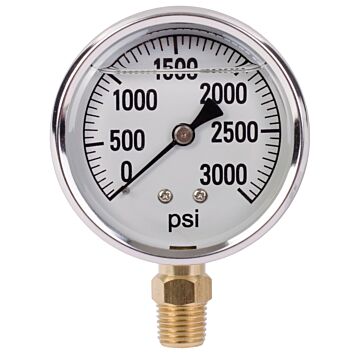 2-1/2 in 0 - 3000 psi 1/4 in MNPT Single Scale Pressure Gauge