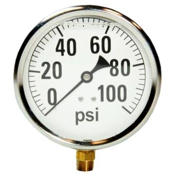 4 in 0 - 100 psi 1/4 in MNPT Single Scale Pressure Gauge