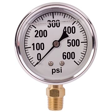 2-1/2 in 0 - 600 psi 1/4 in MNPT Single Scale Pressure Gauge