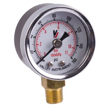 1-1/2 in 0 - 160 psi 1/8 in MNPT Dual Scale Pressure Gauge