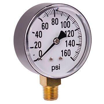 2-1/2 in 0 - 160 psi 1/4 in MNPT Single Scale Pressure Gauge