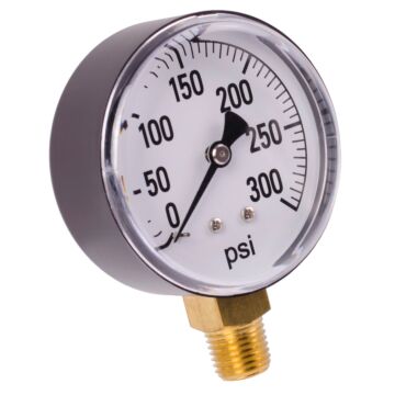 2-1/2 in 0 - 300 psi 1/4 in MNPT Single Scale Pressure Gauge