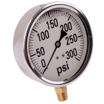 4 in 0 - 300 psi 1/4 in MNPT Single Scale Pressure Gauge