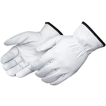 L Premium Grain Deerskin Leather White Goat Hide Drivers Gloves