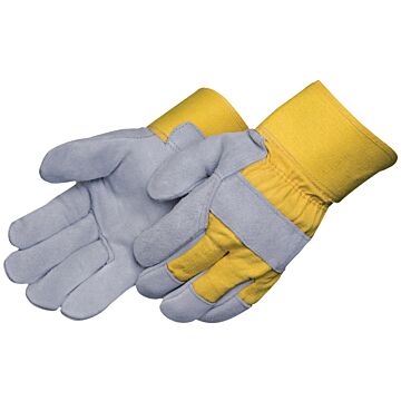 L Cowhide Leather Yellow Palm Gloves