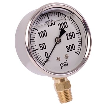 Valley Industries 2-1/2 in 0 - 300 psi 1/4 in MNPT Single Scale Pressure Gauge